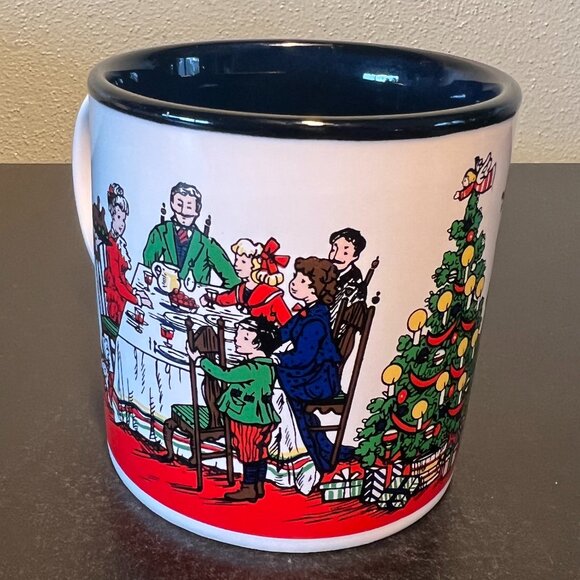 Vintage POTPOURRI PRESS Christmas Family Gathering Ceramic Mug.~ Victorian Era - Picture 3 of 8